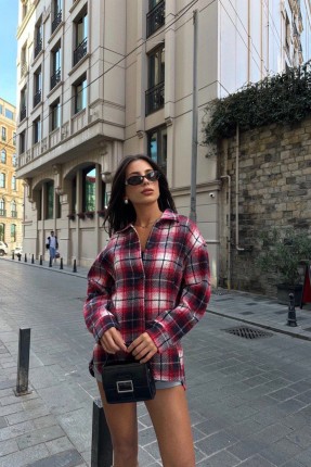 Kadın ekose desen oduncu gömleği Kadın ekose desen oduncu gömleği