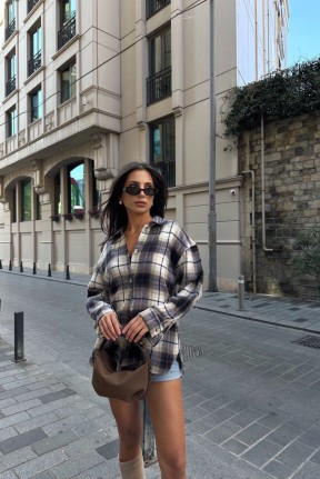 Kadın ekose desen oduncu gömleği Kadın ekose desen oduncu gömleği