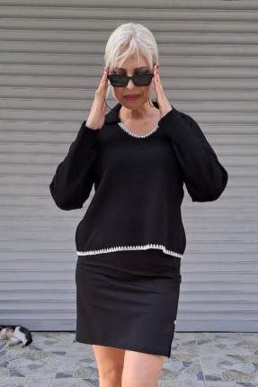 Örgü detay V yaka triko kazak Örgü detay V yaka triko kazak