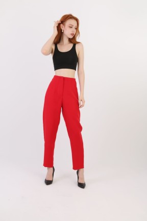 Yüksek bel pensli pantolon