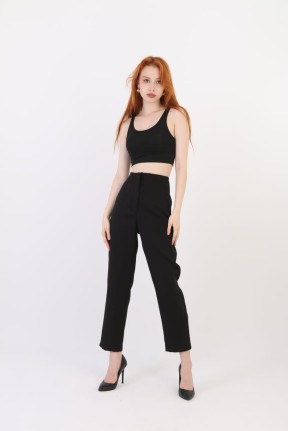 Yüksek bel pensli pantolon