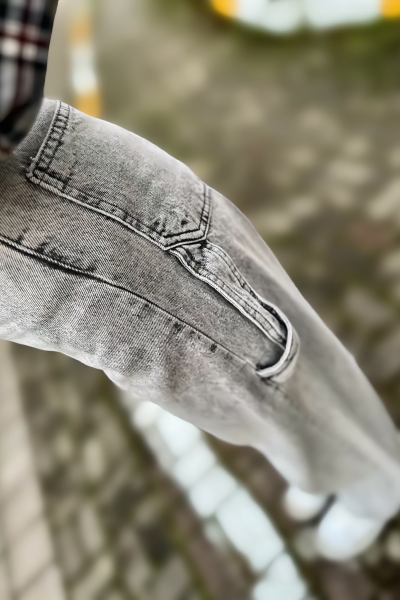 Kadın beggy kemer detay gri jeans Kadın beggy kemer detay gri jeans