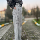 Kadın beggy kemer detay gri jeans Kadın beggy kemer detay gri jeans