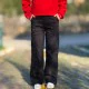 Siyah kargo cep yüksek bel bol paça jeans