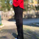 Siyah kargo cep yüksek bel bol paça jeans