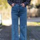 Kadın bol paça mavi jeans Kadın bol paça mavi jeans