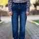 Lacivert yüksek bel bol paça jeans Lacivert yüksek bel bol paça jeans