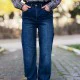 Lacivert yüksek bel bol paça jeans Lacivert yüksek bel bol paça jeans