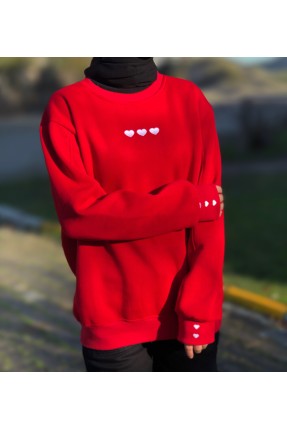 Kadın kalp desenlı sweatshırt