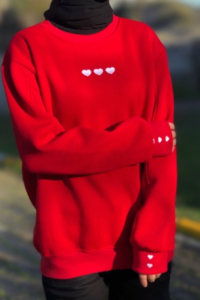 Kadın kalp desenlı sweatshırt