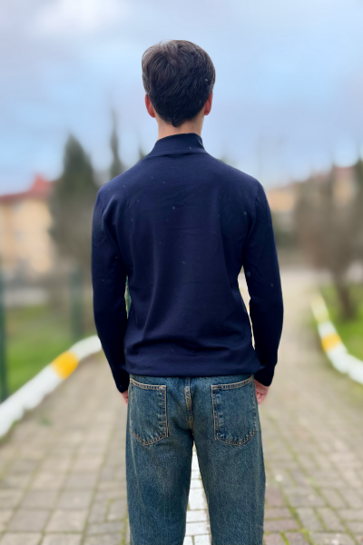 Lacivert likralı erkek boğazlı badi Lacivert likralı erkek boğazlı badi