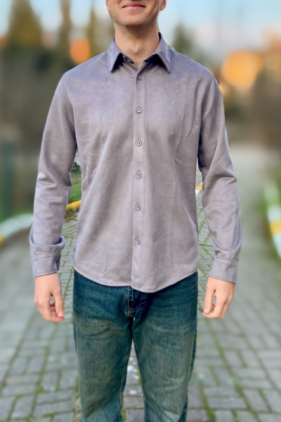 Erkek süet düğmeli gömlek Erkek süet düğmeli gömlek