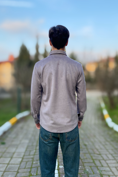 Erkek süet düğmeli gömlek Erkek süet düğmeli gömlek