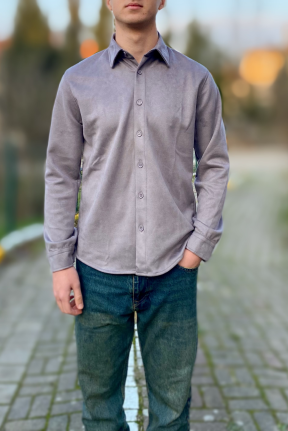 Erkek süet düğmeli gömlek Erkek süet düğmeli gömlek