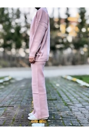 Toz pembe triko kadın alt üst takım