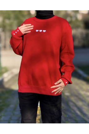 Kadın kalp desenlı sweatshırt