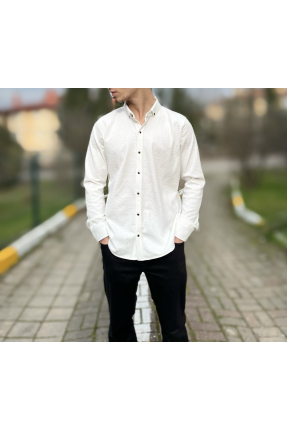 Beyaz likralı çıtçıt düğmeli erkek gömlek Beyaz likralı çıtçıt düğmeli erkek gömlek