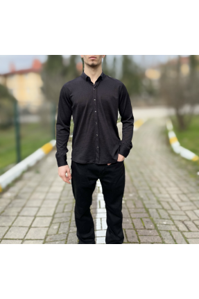 Siyah likralı çıtçıt düğmeli erkek gömlek Siyah likralı çıtçıt düğmeli erkek gömlek