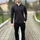 Siyah likralı çıtçıt dükmeli erkek gömlek Siyah likralı çıtçıt dükmeli erkek gömlek