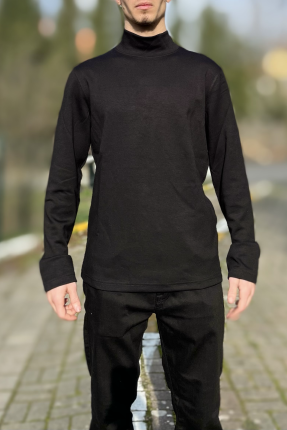 Siyah likralı erkek boğazlı badi Siyah likralı erkek boğazlı badi