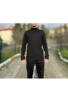 Siyah likralı erkek boğazlı badi Siyah likralı erkek boğazlı badi