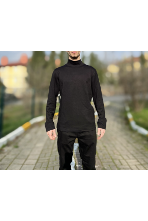 Siyah likralı erkek boğazlı badi Siyah likralı erkek boğazlı badi