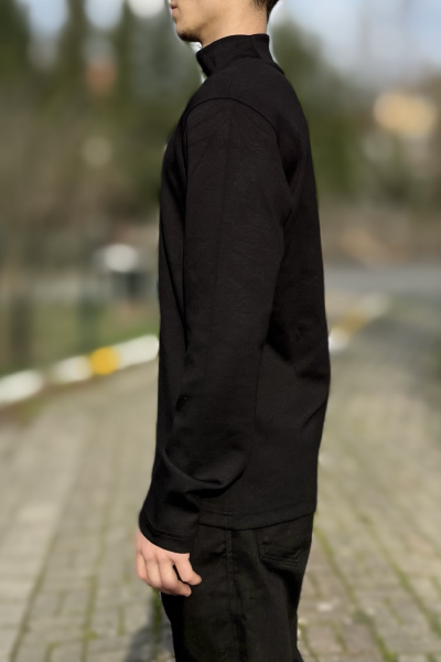 Siyah likralı erkek boğazlı badi Siyah likralı erkek boğazlı badi