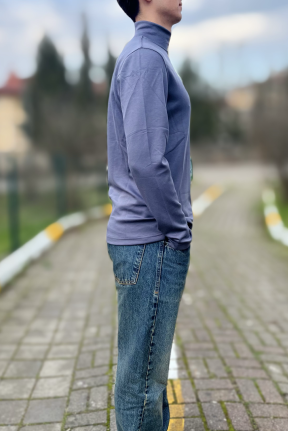 Gri likralı erkek boğazlı badi Gri likralı erkek boğazlı badi