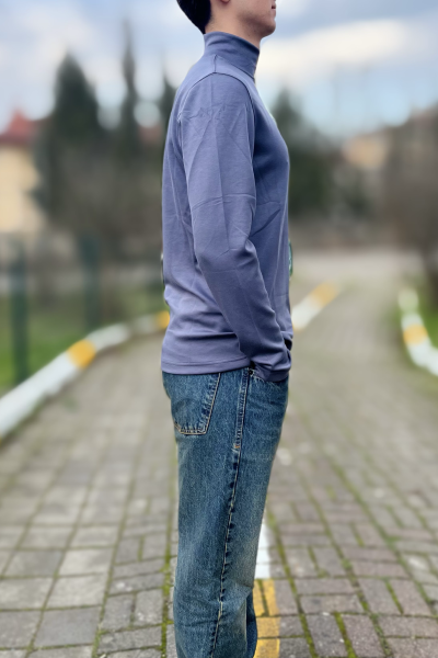 Gri likralı erkek boğazlı badi Gri likralı erkek boğazlı badi