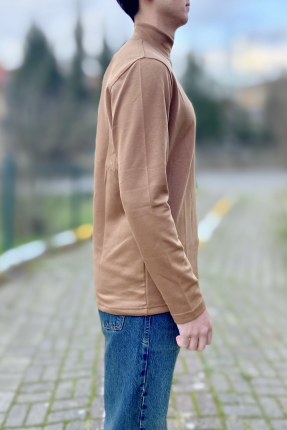 Kahve likralı erkek boğazlı badi Kahve likralı erkek boğazlı badi