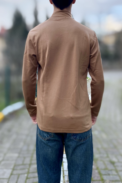 Kahve likralı erkek boğazlı badi Kahve likralı erkek boğazlı badi