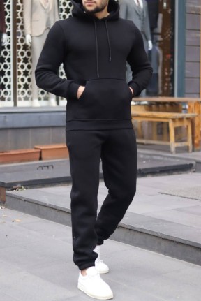 Üç iplik şardonlu erkek eşofman takımı