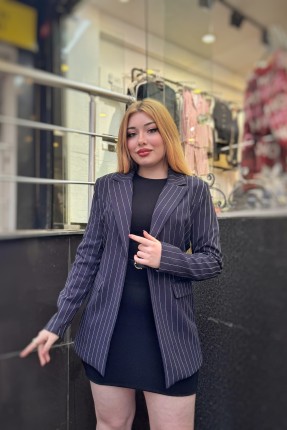 Çizgili blazer ceket