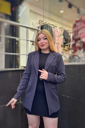 Çizgili blazer ceket