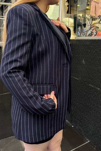 Çizgili blazer ceket