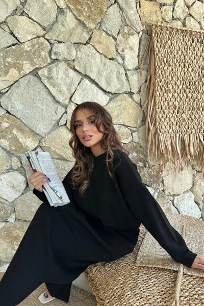 Örgü dikişli triko elbise