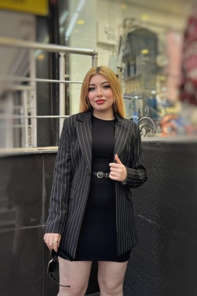 Çizgili blazer ceket