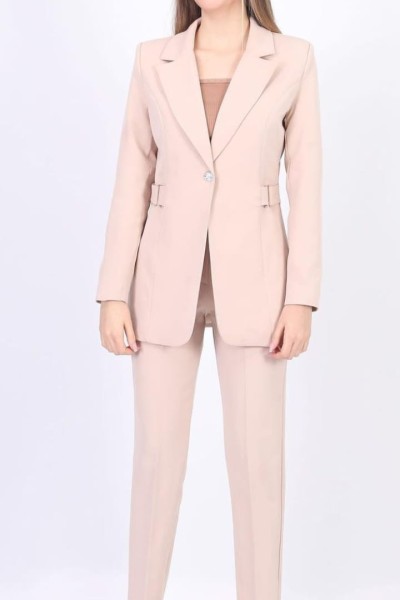 Blazer kemer detay ceket takım