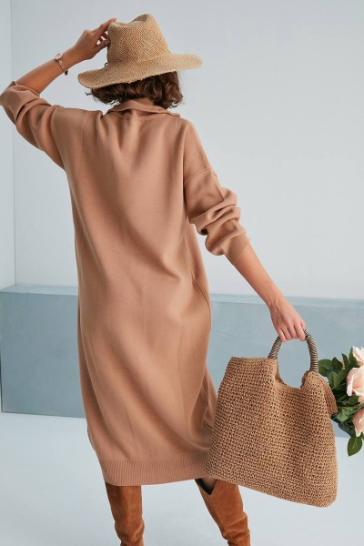 Fermuarlı triko elbise