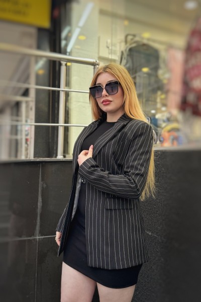 Çizgili blazer ceket