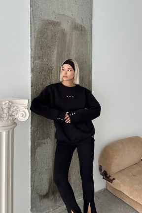 Kadın kalp desenli sweatshirt