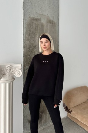 Kadın kalp desenli sweatshirt