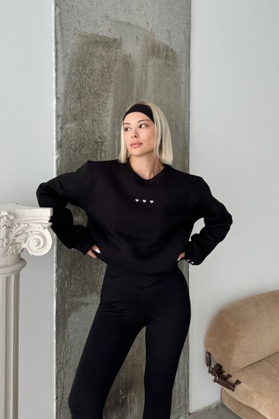 Kadın kalp desenli sweatshirt Kadın kalp desenli sweatshirt