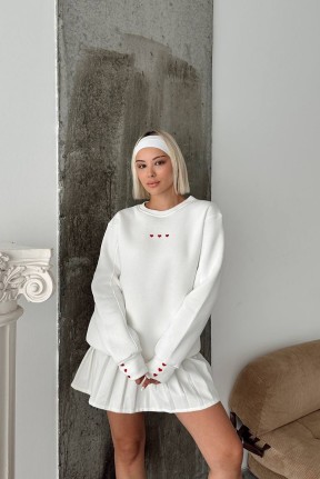 Kadın kalp desenli sweatshirt