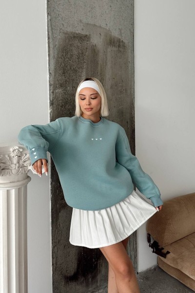 Kadın kalp desenli sweatshirt Kadın kalp desenli sweatshirt