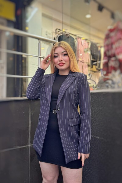 Çizgili blazer ceket