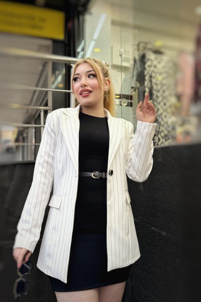 Çizgili blazer ceket