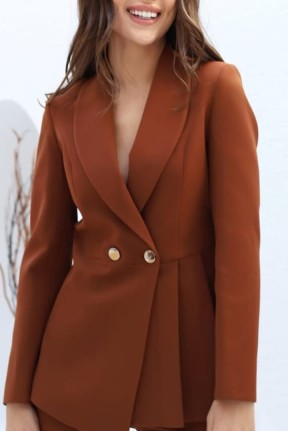 Blazer pile detay ceket takım