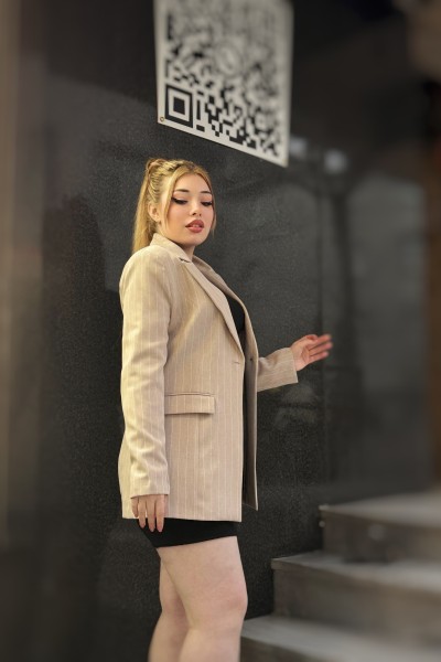 Çizgili blazer ceket