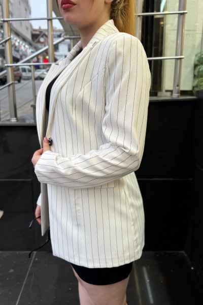 Çizgili blazer ceket
